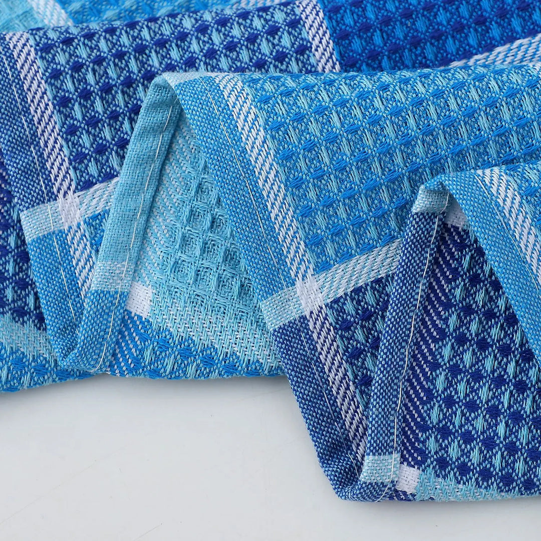 Set of 4 Waffle Kitchen Towels | Retro Check Pattern | Quick Dry | Soft Cotton