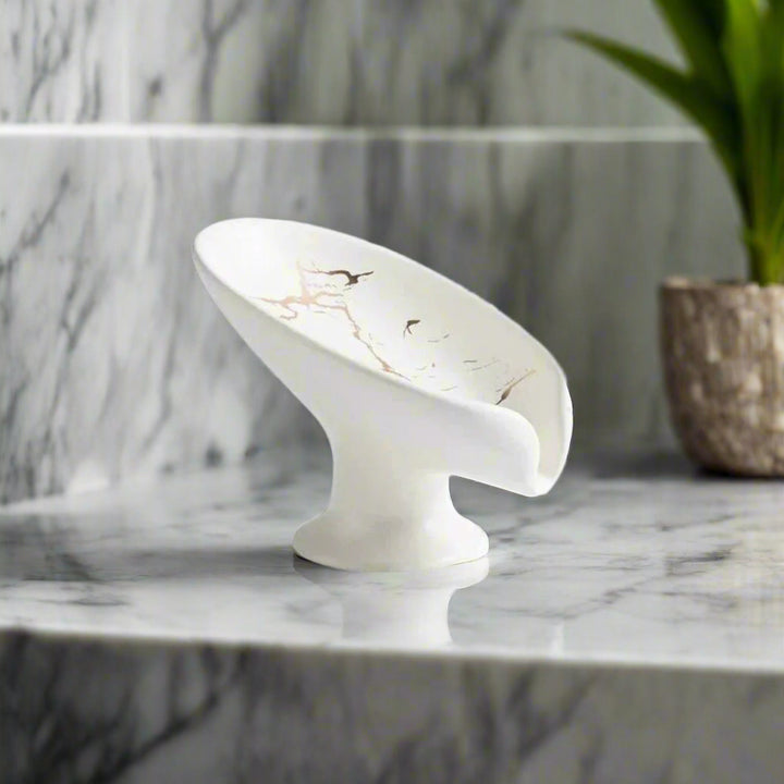 Leaf Soap Dish | Ceramic Leaf-Shaped Soap Holder with Drain