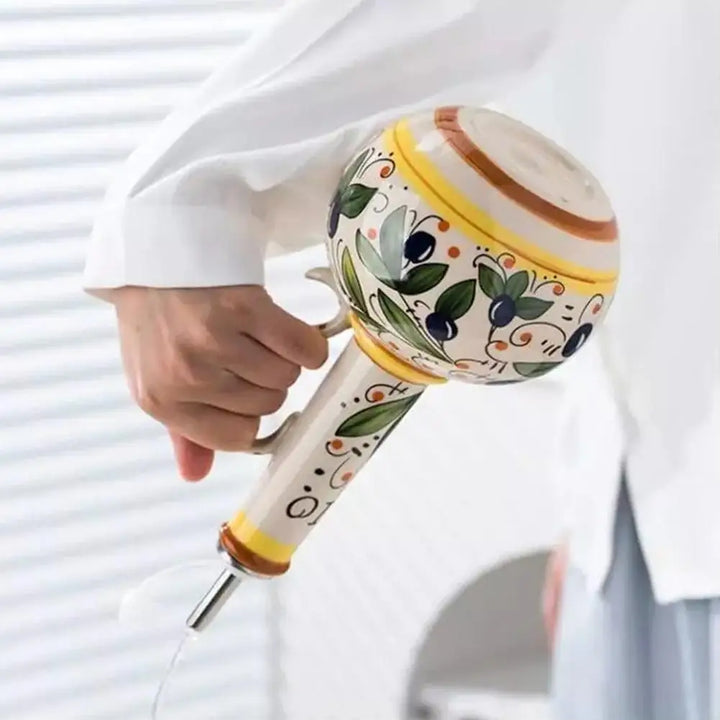 Tuscan Olive Oil Bottle | Hand-Painted Ceramic | 700 ml