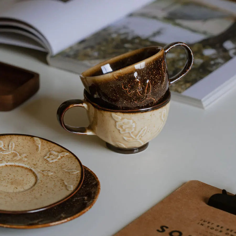 Victoria Mug | Handmade | Botanically Engraved | Sustainable Ceramic