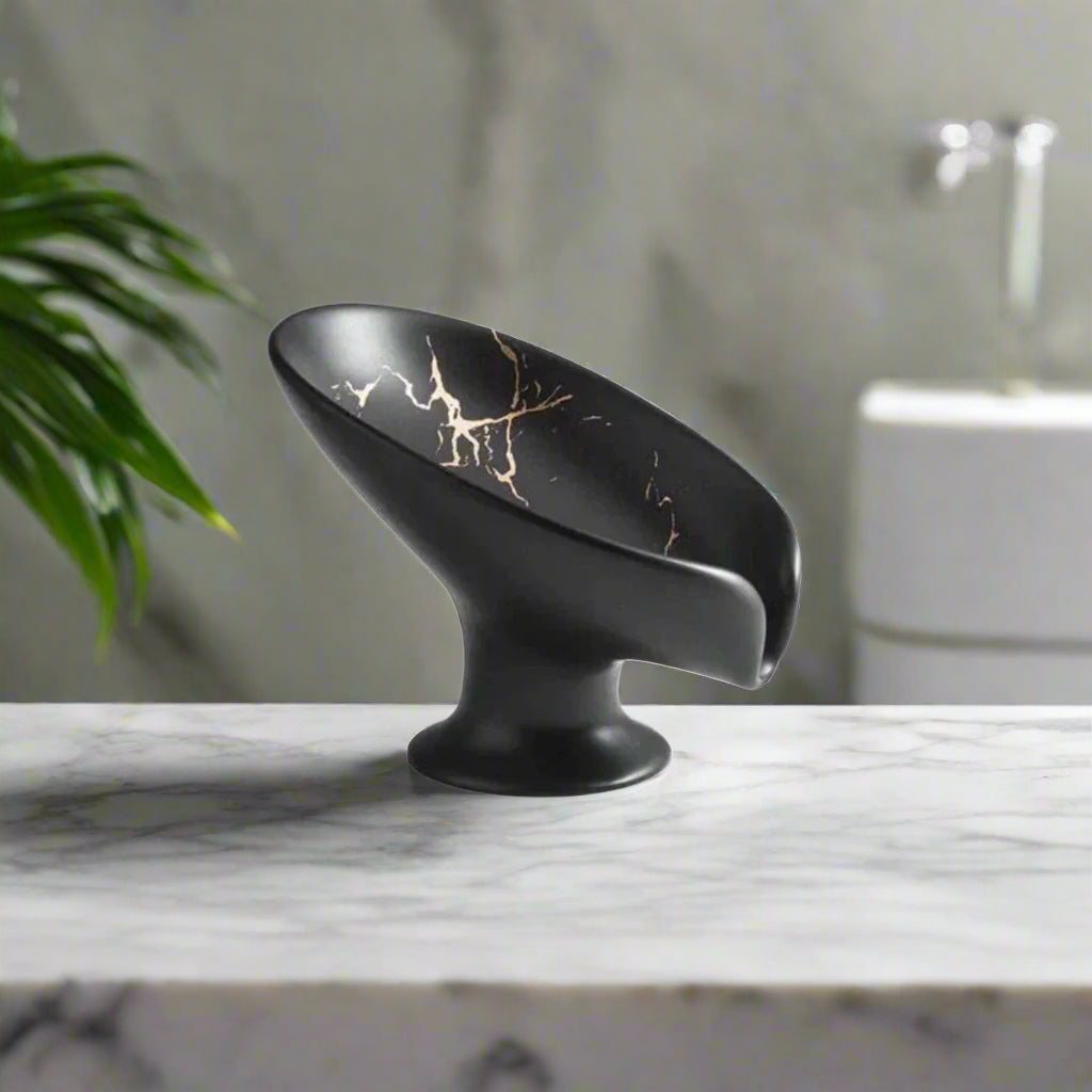 Leaf Soap Dish | Ceramic Leaf-Shaped Soap Holder with Drain