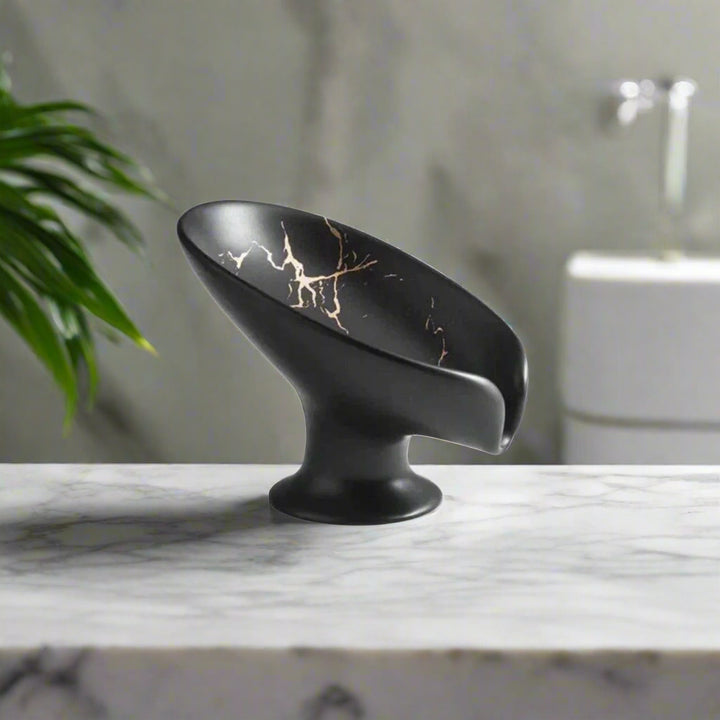 Leaf Soap Dish | Ceramic Leaf-Shaped Soap Holder with Drain