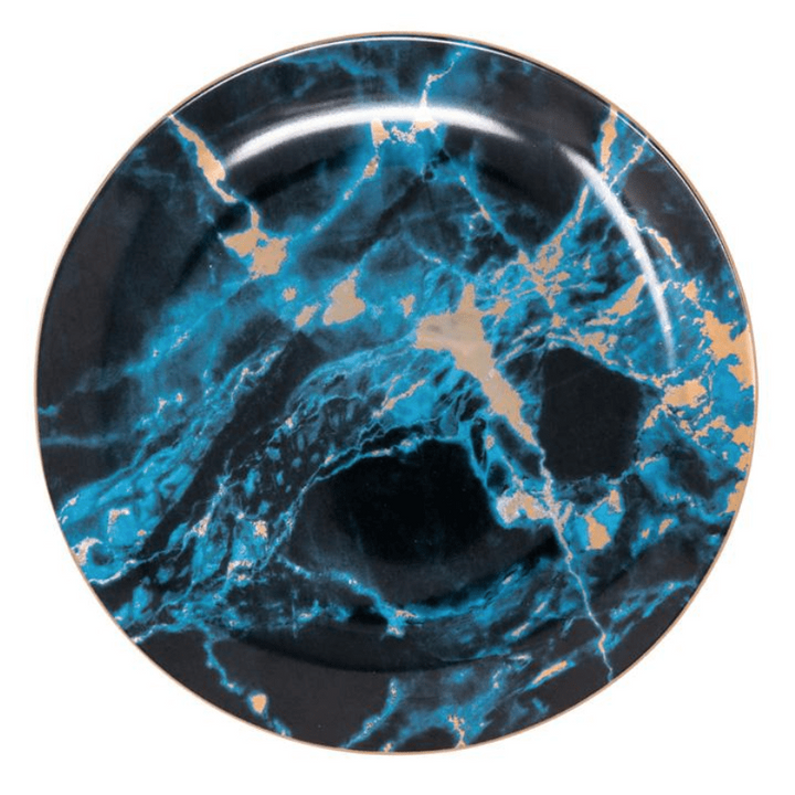 Michaelangelo | Luxury Marble Porcelain Plates with Gold Rims – Dessert, Steak &amp; Dinner Plates