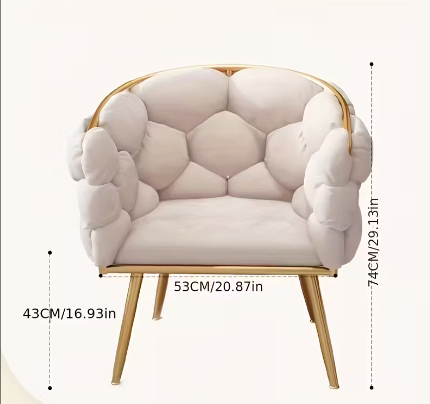 Luxurious Modern Accent Chair | Velvet Lounge Chair with Gold Frame