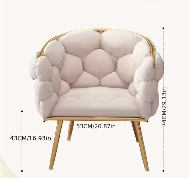 Luxurious Modern Accent Chair | Velvet Lounge Chair with Gold Frame