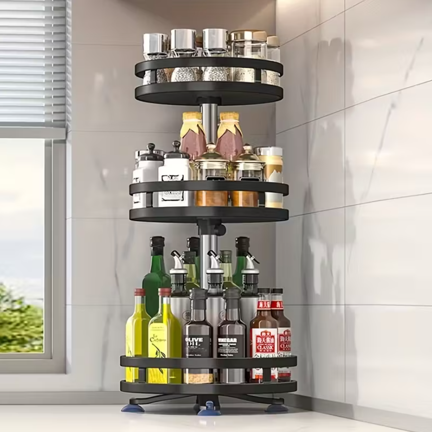 360° Rotating Kitchen Organizer | Metal Spice Rack | 2- or 3-Tier