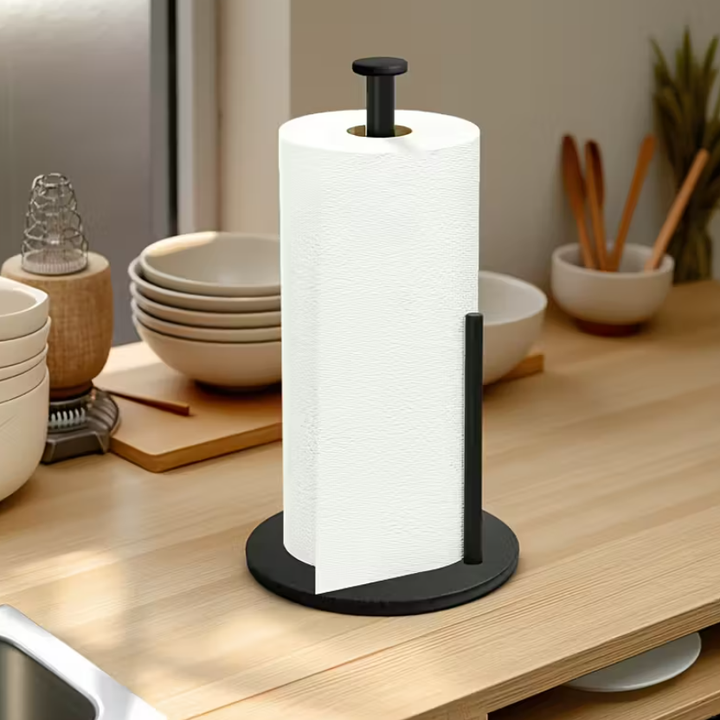 Stainless Steel Kitchen Roll Holder | Heavy-Duty Freestanding Kitchen Roll Dispenser with Stable Base