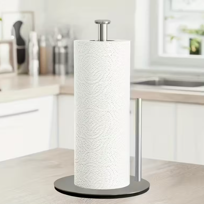 Stainless Steel Kitchen Roll Holder | Heavy-Duty Freestanding Kitchen Roll Dispenser with Stable Base