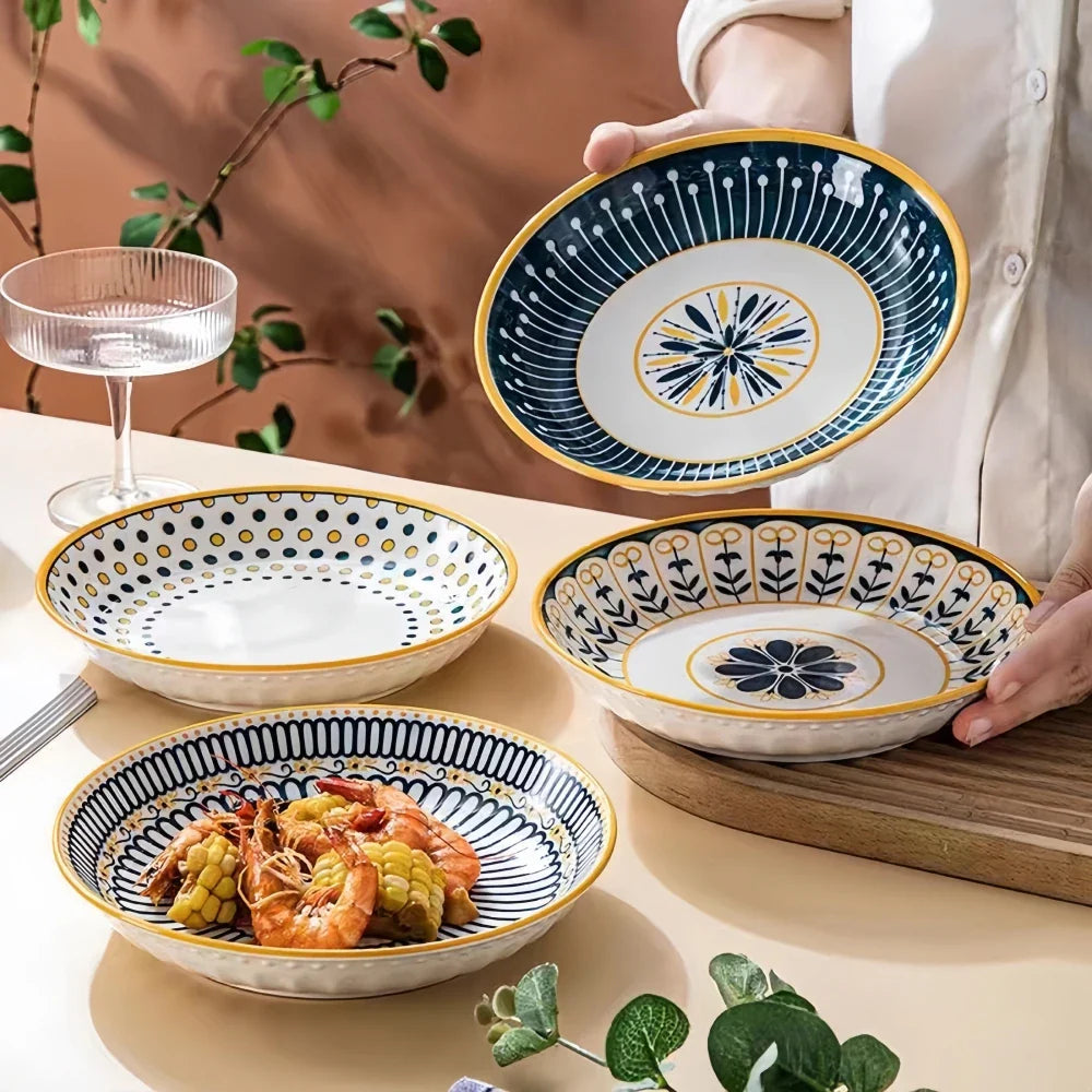 Tuscan Plate Set | Hand-Painted | Set of 4 | Porcelain