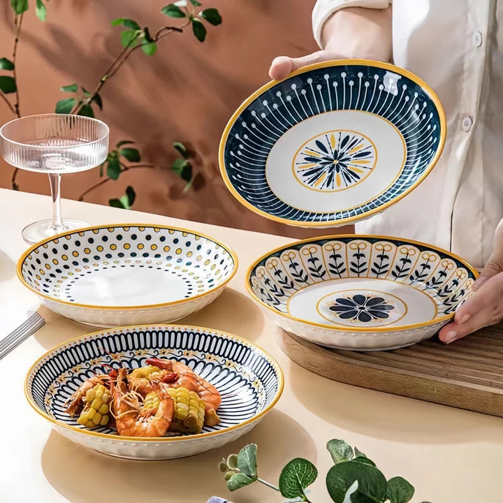 Tuscan Plate Set | Hand-Painted | Set of 4 | Porcelain