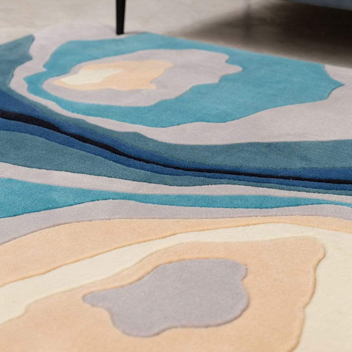 Crater Contour | Handmade Blue Rug with Organic Patterns – Soothing &amp; Luxurious Comfort