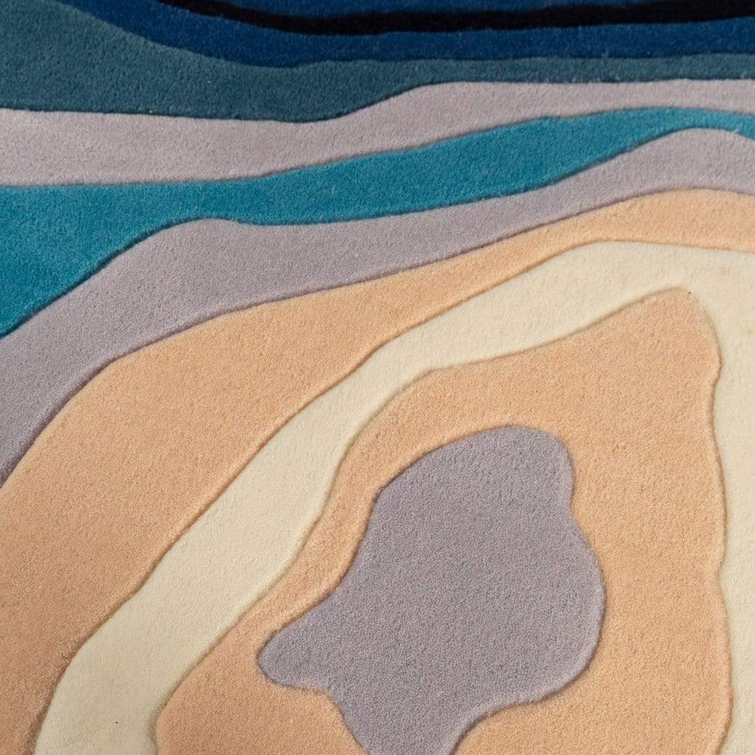 Crater Contour | Handmade Blue Rug with Organic Patterns – Soothing &amp; Luxurious Comfort