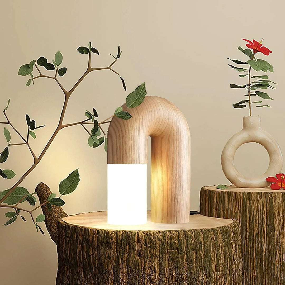 Diapole | Vintage Table Lamp in Solid Ash Wood &amp; Acrylic – Dimmable LED Lighting