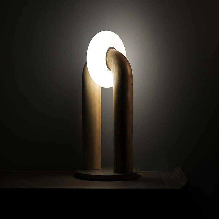 LumoArc | Modern Ash Wood Table Lamp with Touch Dimming