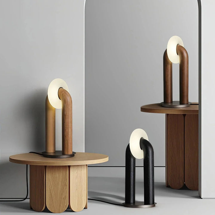 LumoArc | Modern Ash Wood Table Lamp with Touch Dimming