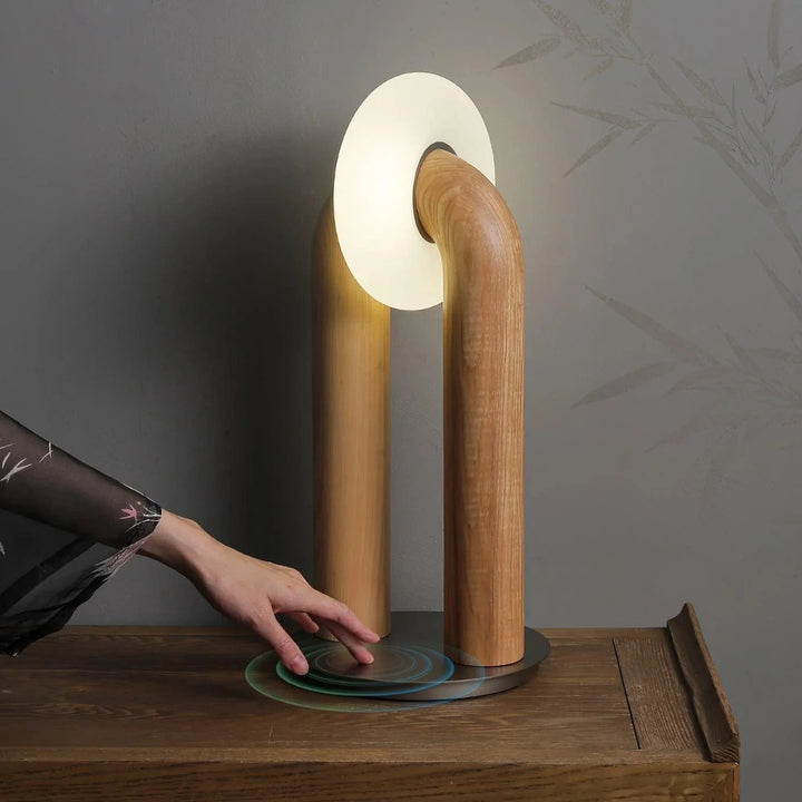 LumoArc | Modern Ash Wood Table Lamp with Touch Dimming