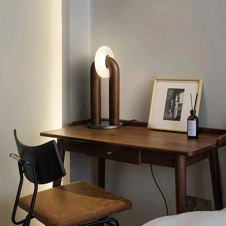 LumoArc | Modern Ash Wood Table Lamp with Touch Dimming