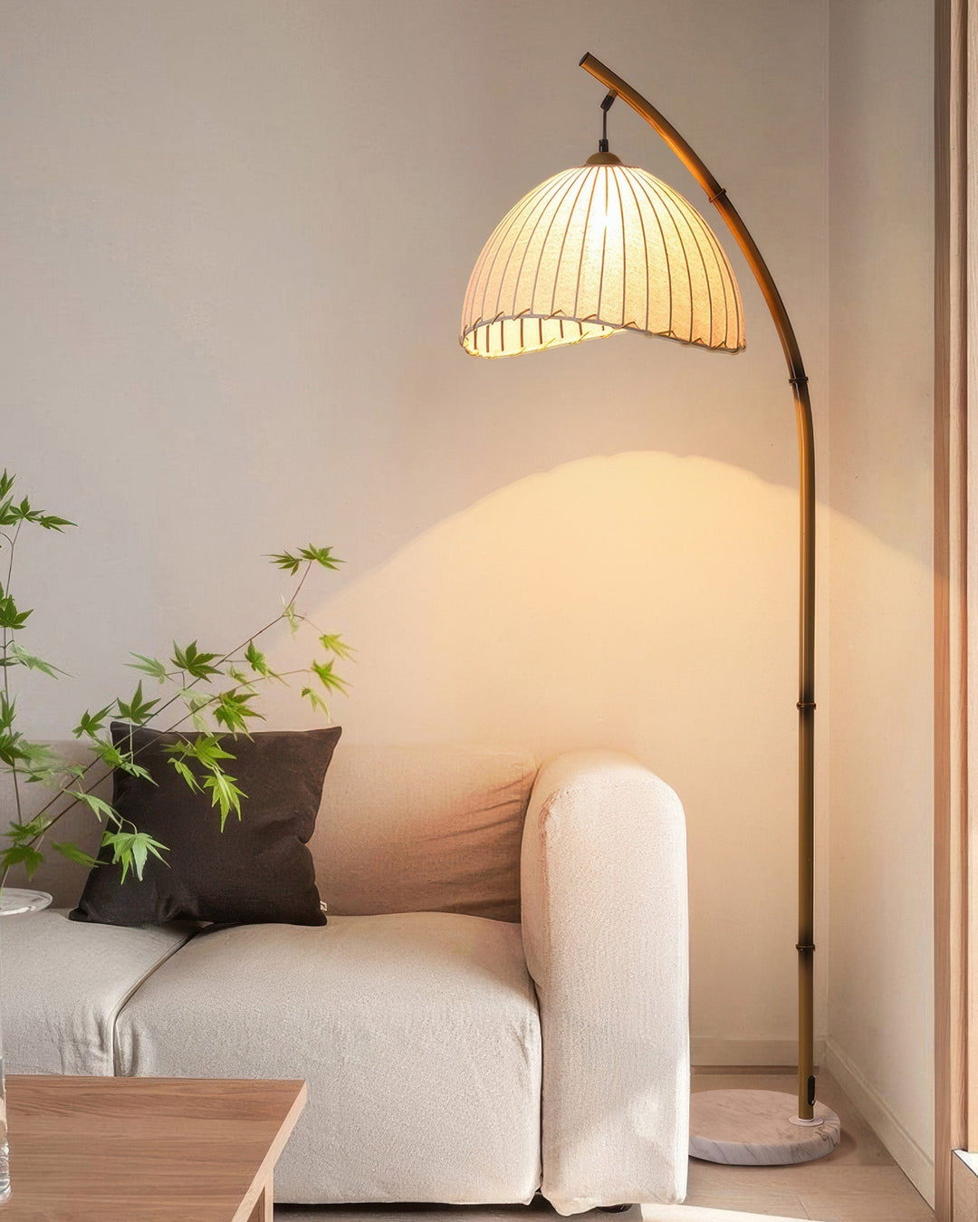 Balance Bamboo Floor Lamp | Wabi-Sabi Style with Bamboo &amp; Canvas – Soothing Natural Lighting