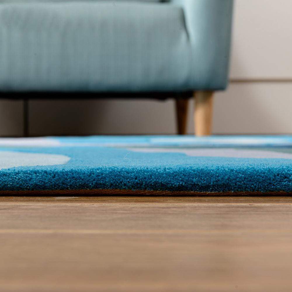 Crater Contour | Handmade Blue Rug with Organic Patterns – Soothing &amp; Luxurious Comfort