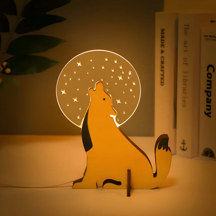 Wildlife™ LED Acrylic Lamp | Mood Lamp with Wooden Base (USB)