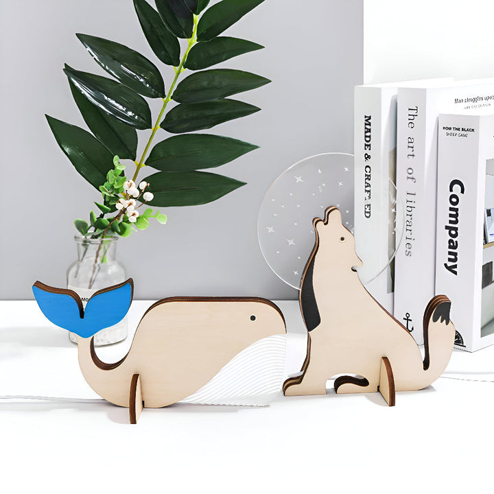 Wildlife™ LED Acrylic Lamp | Mood Lamp with Wooden Base (USB)