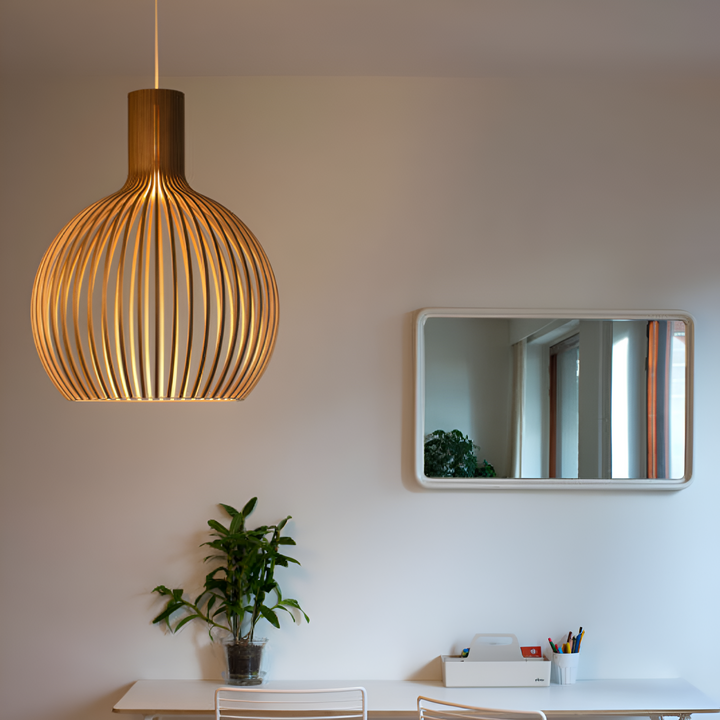 Nordic Wood | Wooden Pendant Lamp with Warm Light – Vintage &amp; Scandinavian Design