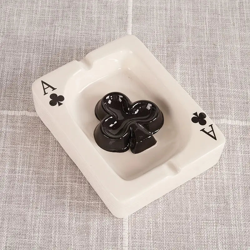 Keramische Asbak | Elegant Spelkaart Design | Hittebestendig