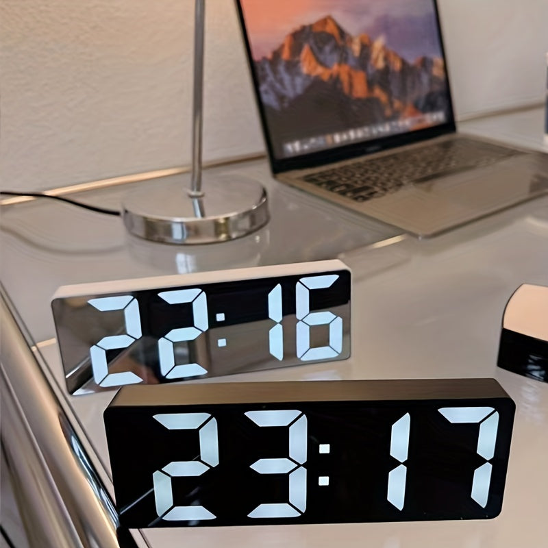 Modern Digital LED Clock with Temperature Display | Dimmable &amp; 12/24-Hour Display