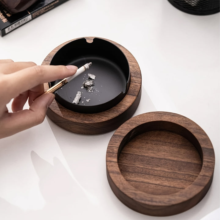 Walnut Ashtray | Windproof ashtray with a stylish design