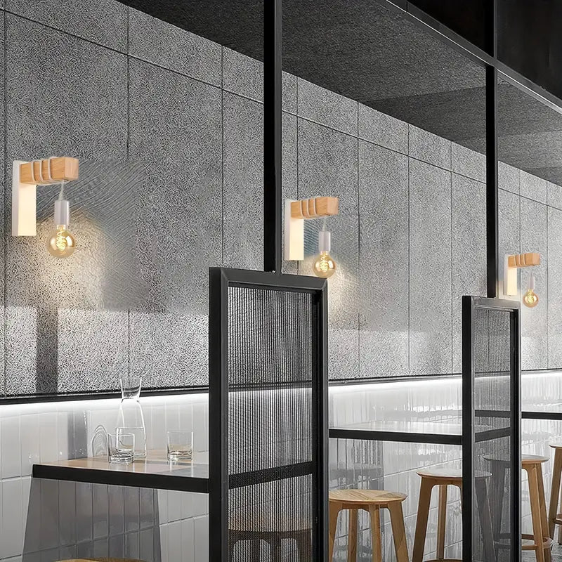 Modern Wall Lamp with Wood Finish | Retro-Industrial Design