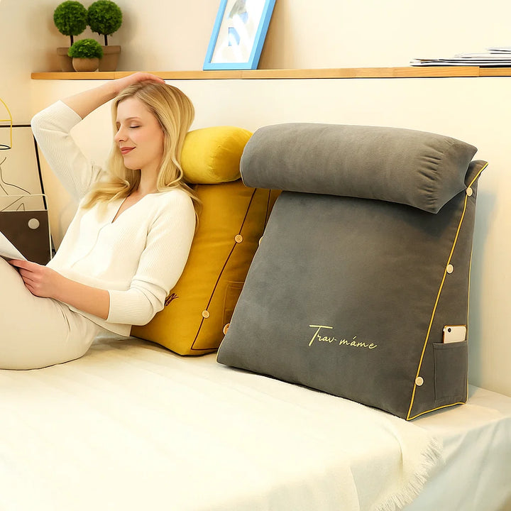 Triangular Reading and Back Support Cushion | Ergonomic Memory Foam | Washable Cover