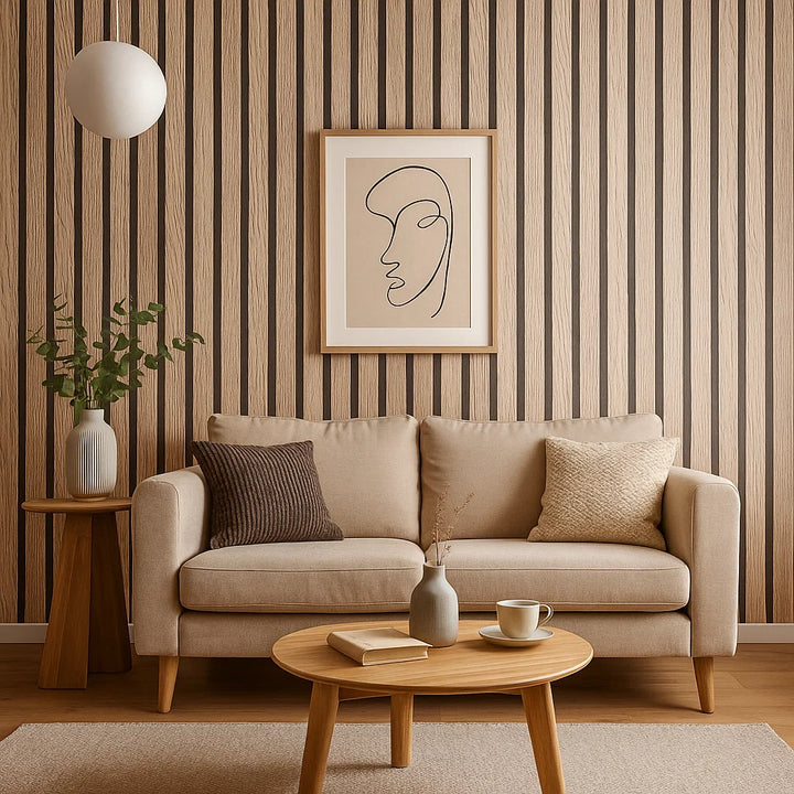 Pannelli Marrone Chiaro | Self-adhesive PVC Wallpaper Beige Striped