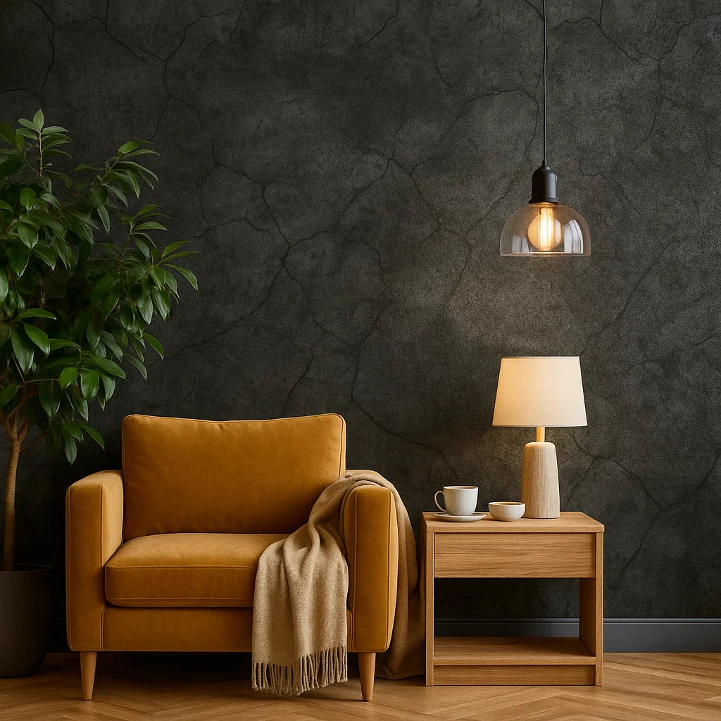 Cemento Nero | Self-adhesive PVC Wallpaper Black
