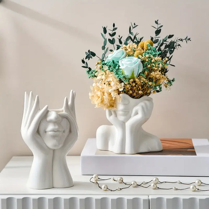 Ceramic Abstract Vase | Modern Design with Face