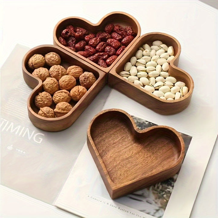 Heart-shaped Tray Made of Solid Walnut Wood | Decorative Wooden Serving Tray