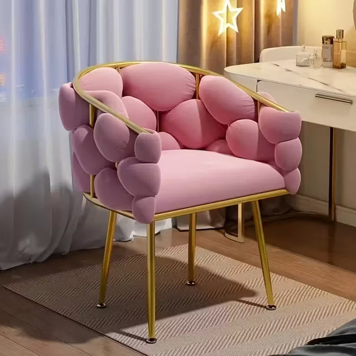 Luxurious Modern Accent Chair | Velvet Lounge Chair with Gold Frame