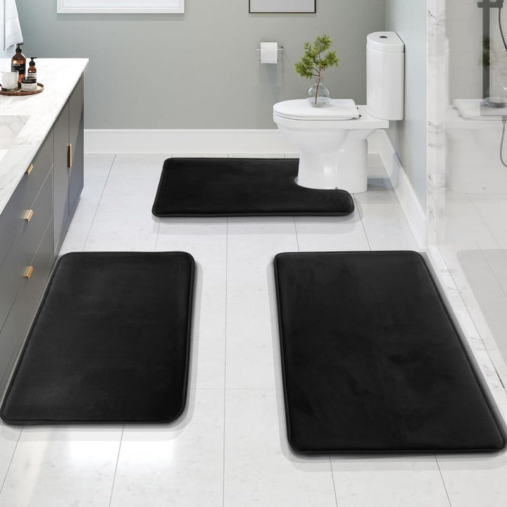 VelvaLuxe Memory Foam Bath Mat Set | 3-piece | Ultra-soft &amp; Non-slip