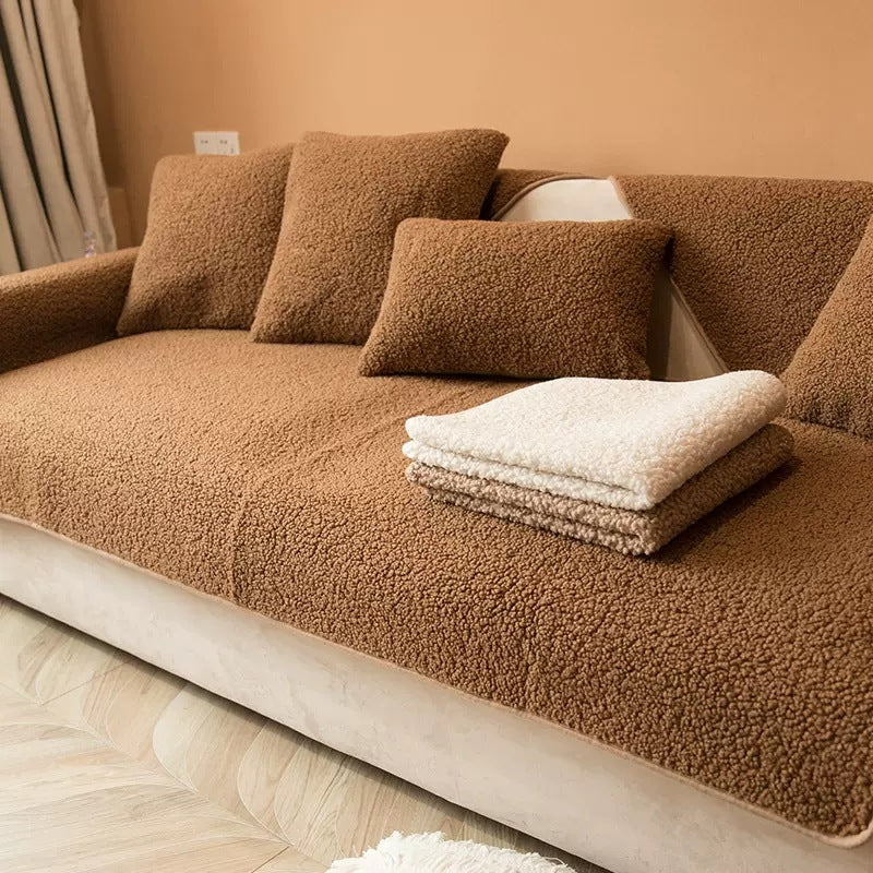 Vallborg | Sherpa Fleece Sofa Cover with Non-Slip &amp; Lint-Free Finish