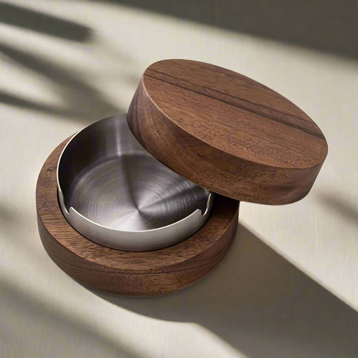 Walnut Ashtray | Windproof ashtray with a stylish design