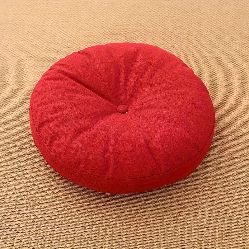 Japandi Linen Floor Cushion | Round, 40 cm, Removable Cover