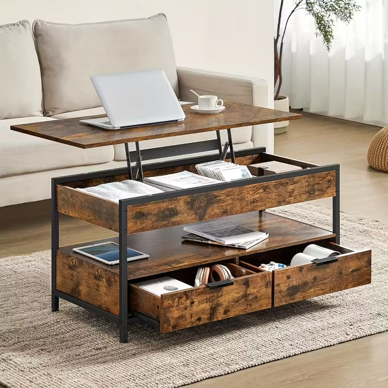 Modern Farmhouse Coffee Table | Lift-Top Design with Storage Drawers