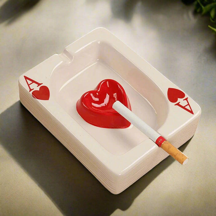 Keramische Asbak | Elegant Spelkaart Design | Hittebestendig