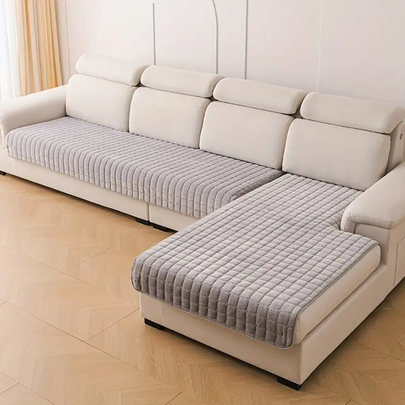 2-Piece Elegant Quilted Flannel Sofa Covers | Durable &amp; Soft