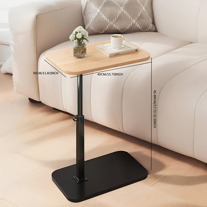 Adjustable Side Table | Wood and Metal | Height Adjustable for Sofa or Bed