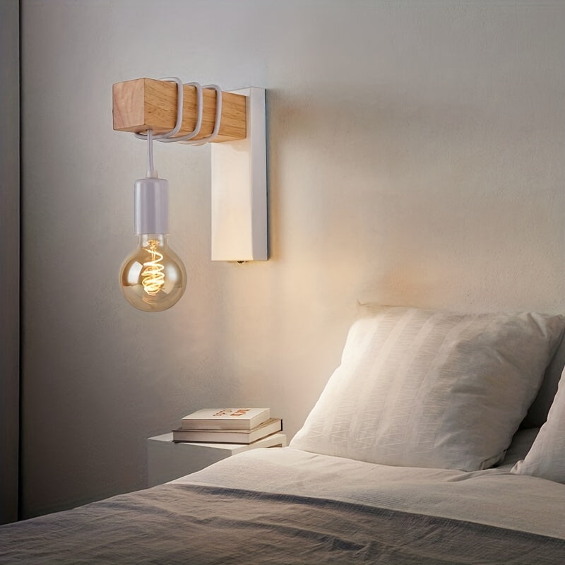 Modern Wall Lamp with Wood Finish | Retro-Industrial Design