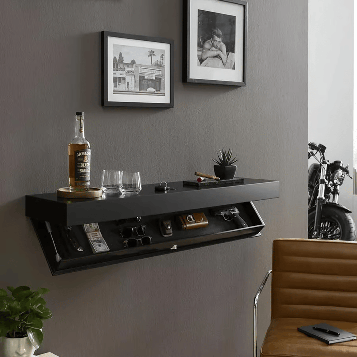 Floating Wall Shelf with Secret Compartment | Elegant Solid Wood Wall Shelf