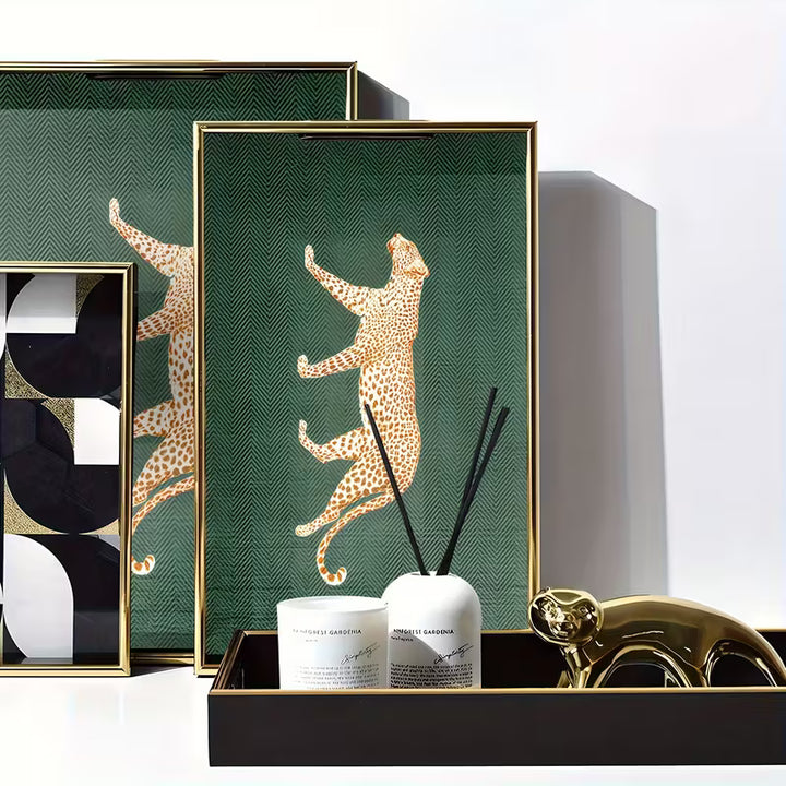 LeopardLuxe™ Glass Tray | Artistic Leopard Print for Perfume &amp; Jewelry