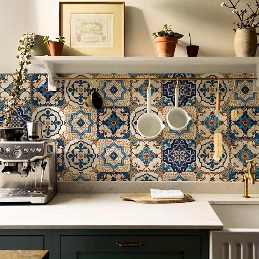 DIY Moroccan Tile Stickers | Waterproof PVC Wall Stickers for Kitchen &amp; Bathroom