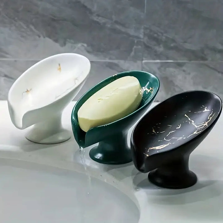 Leaf Soap Dish | Ceramic Leaf-Shaped Soap Holder with Drain