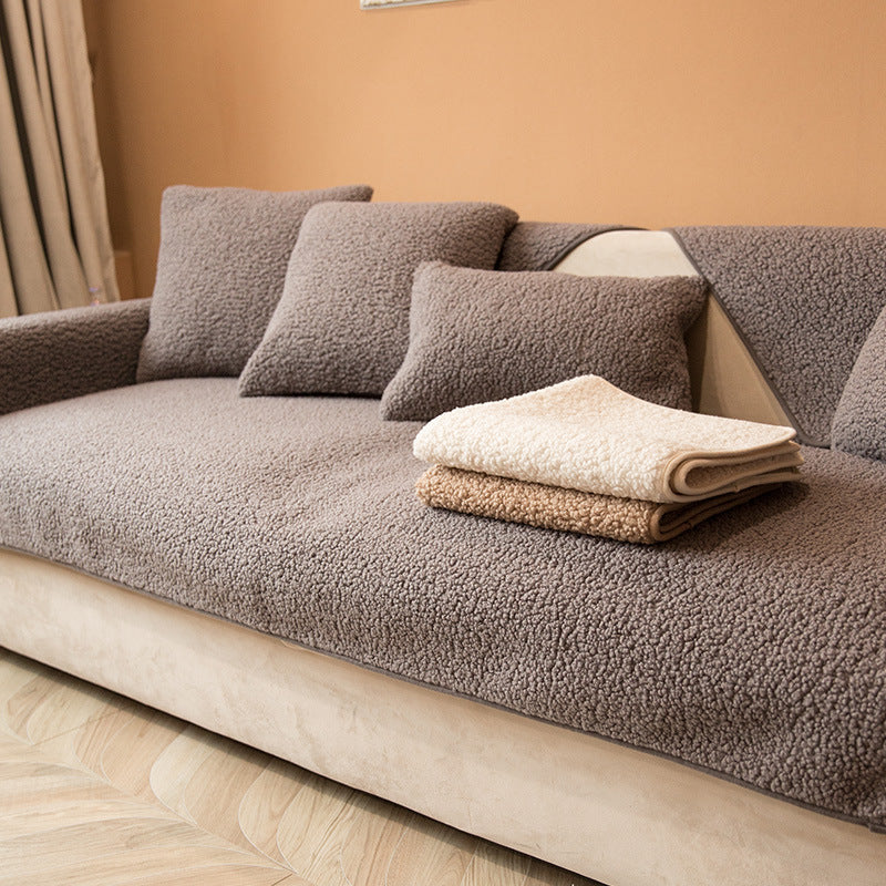 Vallborg | Sherpa Fleece Sofa Cover with Non-Slip &amp; Lint-Free Finish
